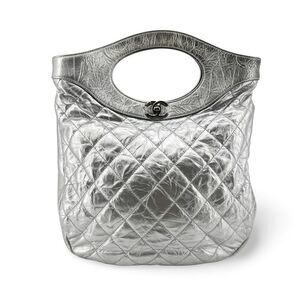 Chanel 31 Shopping Quilted Calfskin Silver Leather Handbag